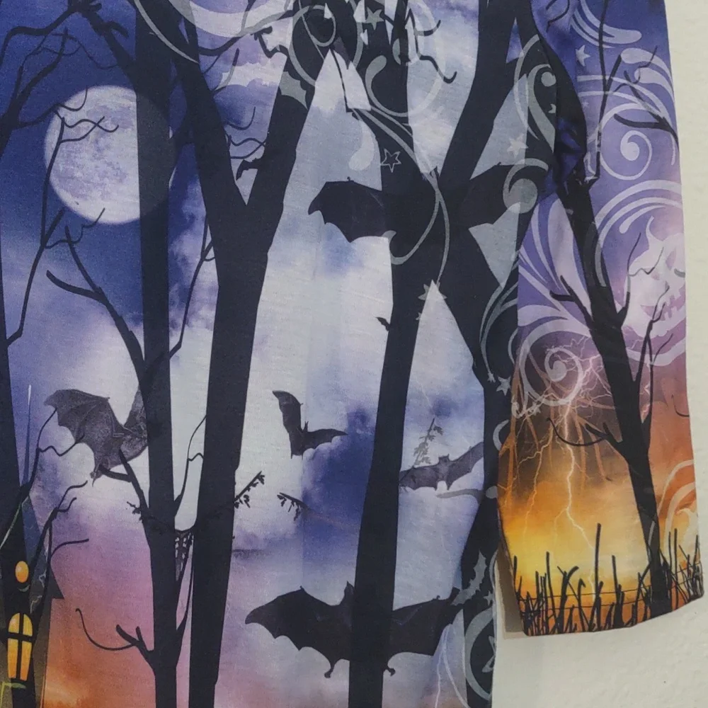 SLIGHTLY USE HALLOWEEN 3/4 SLEEVE SHIRT SIZE L (12/14) LIGHTWEIGHT - Picture 6 of 10